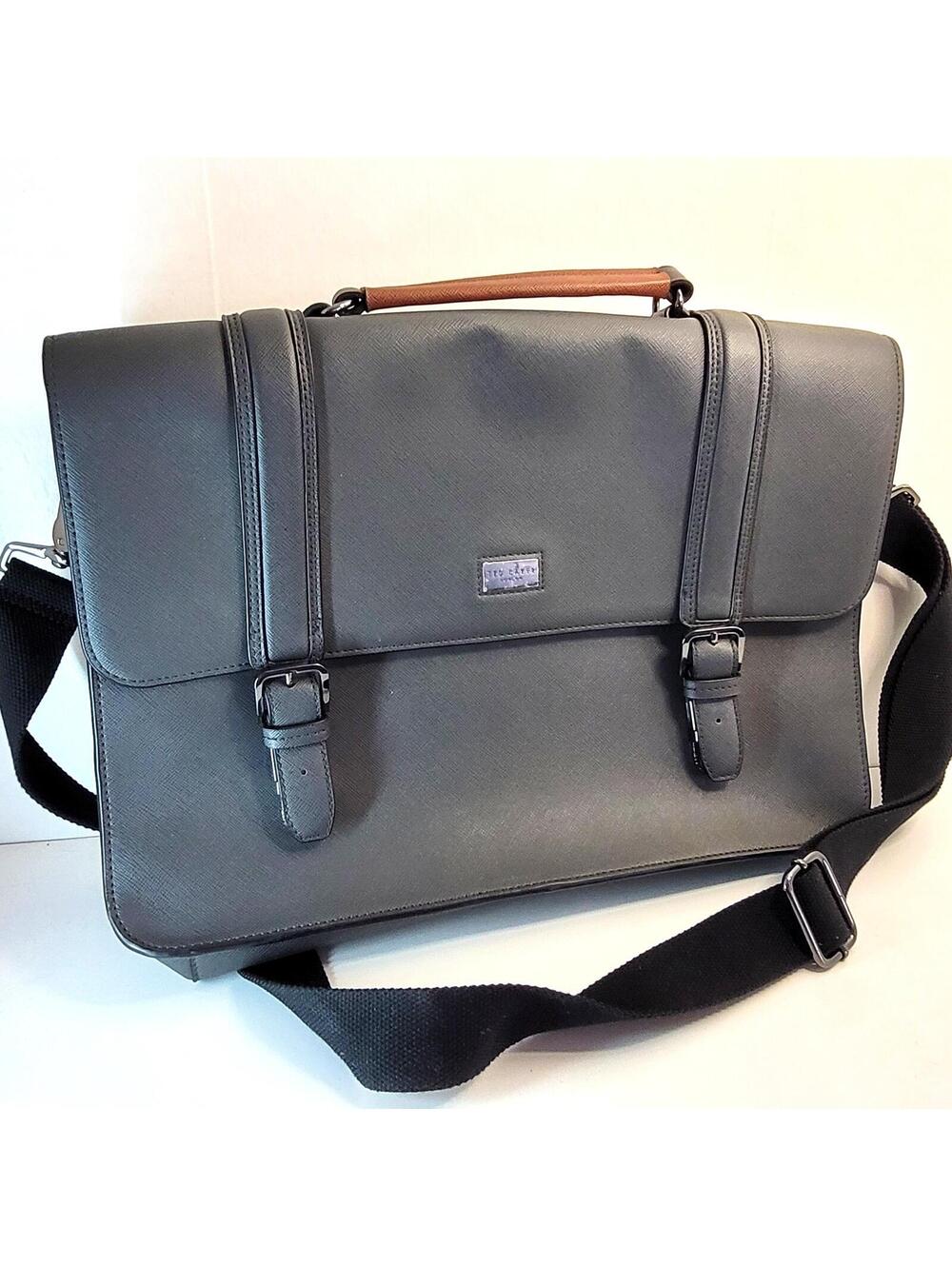 Ted Baker London Gray Messenger Briefcase Laptop Bag Satchel Crossbody